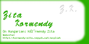 zita kormendy business card